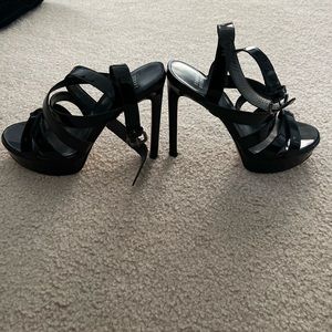 Black Patent Platform Dress Sandals 7.5W